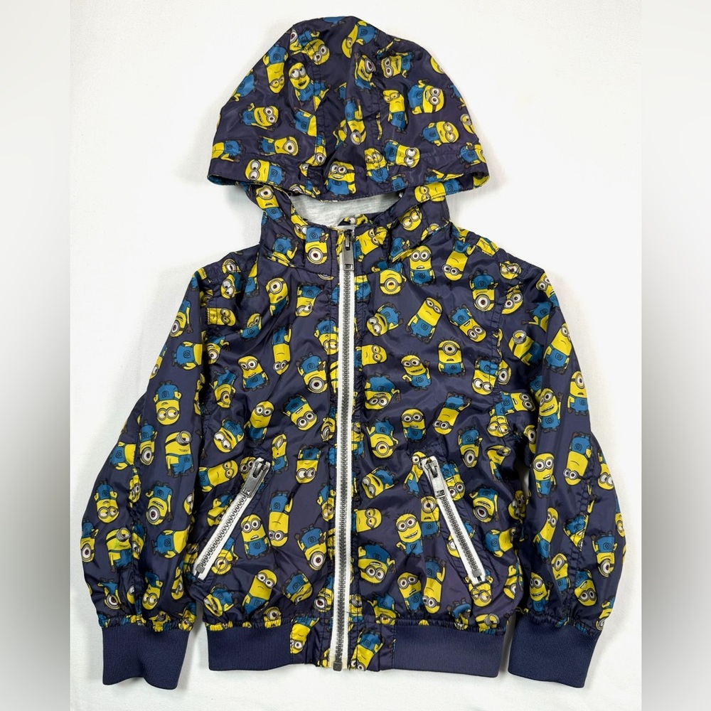 H&M Boys Minions Jacket 3–4Y Zip Up Hooded Windbreaker Despicable Me Fun Playful